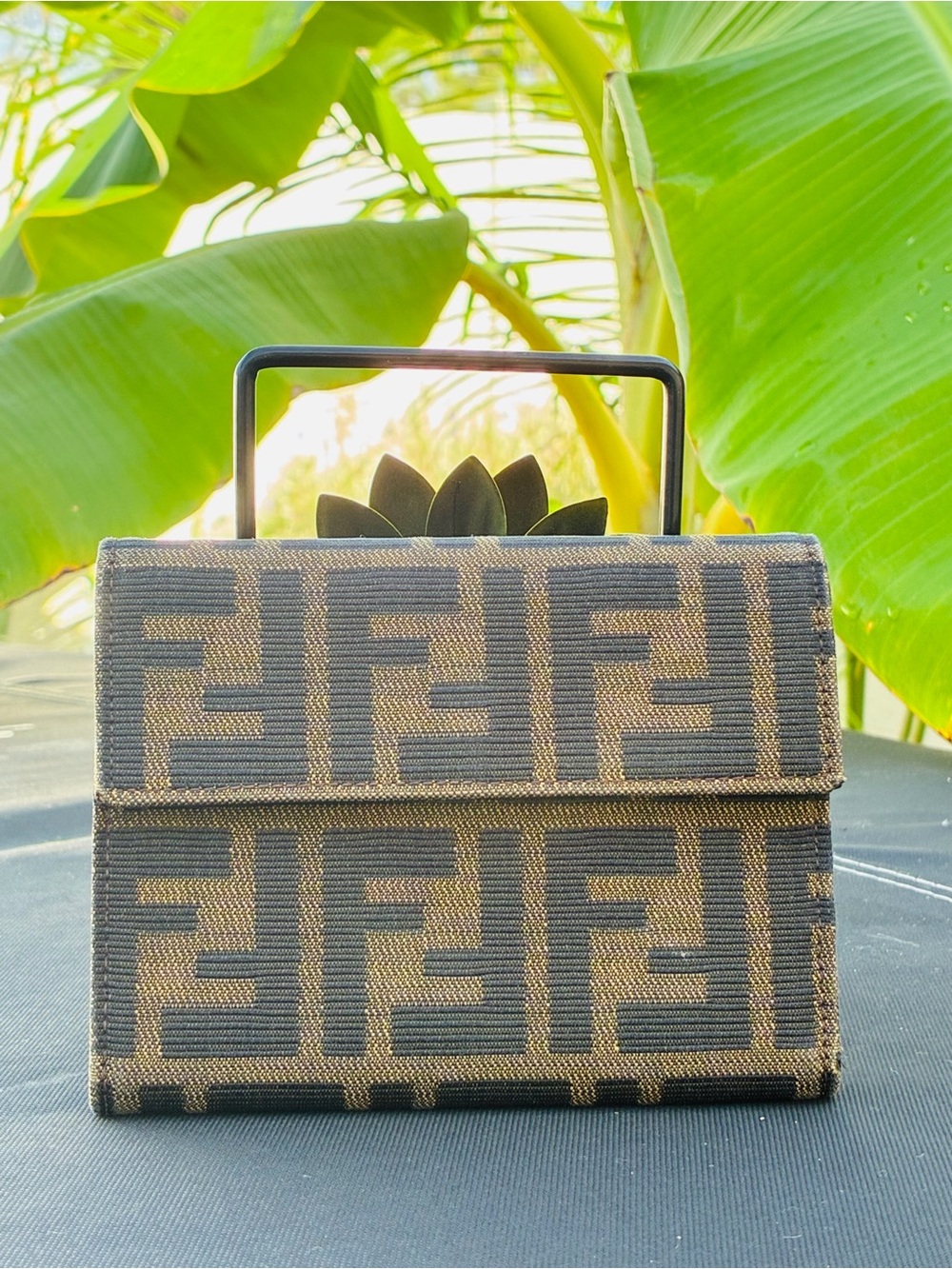 Fendi Brown and Black FF Canvas Mini Top-Handle Bag